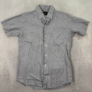 Texas Standard Mens Small Short Sleeve Button Down Shirt Blue Dot Print Cotton